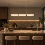 Modern Brass Alabaster Linear Pendant Light | LED - Image 9