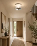 Modern Glass Ceiling Light – Silver LED Flush Mount Lamp - Image 5
