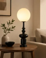 Noir Orb Table Lamp | Modern Sculptural LED Desk Lamp for Bedroom & Living Room - Image 5