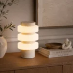 Modern Marble Ring Table Lamp | LED Bedside Ambient Lighting - Image 2