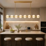 Modern Brass Globe Linear Pendant Light - Image 3