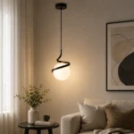 Spiral Glass Pendant Light – Modern Minimalist LED Hanging Lamp - Image 3