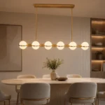 Modern Brass Globe Linear Pendant Light - Image 2