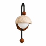 Travertine LED Wall Sconce | Natural Stone Wood Wall Lamp