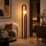 Double-Arch Glass Globe LED Floor Lamp - Image 5