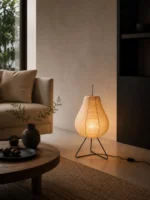 Wabi-Sabi Rattan Table Lamp | Handmade Ambient Light - Image 4