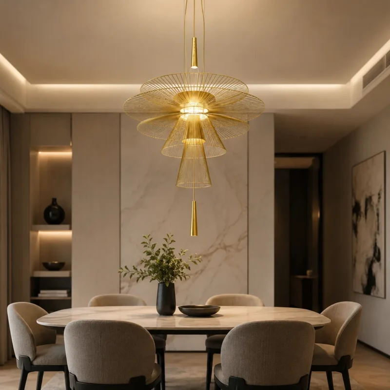 Golden Radiance Metal Wire Chandelier for Modern Luxury Interiors - Image 4
