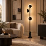 Modern Black Glass Globe Floor Lamp | LED Lighting - Image 3