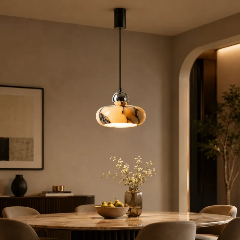 Modern Marble Pendant Light | Minimalist LED Ceiling Lighting Fixture - Image 2
