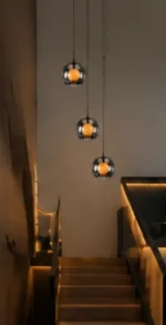 Smart Sensor Pendant Light | Pearl Black LED Glass Lighting Fixture - Image 3