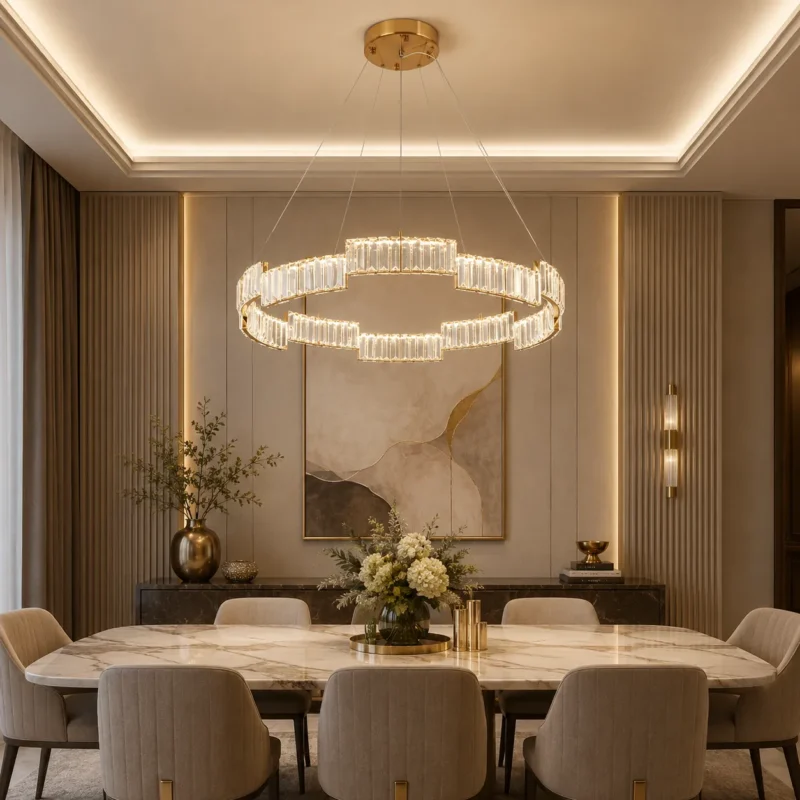 Stella Copper Crystal LED Ring Chandelier for Luxury Interiors - Image 5