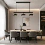 Modern Ring Linear Pendant Light | Pearl Black LED Ceiling Lighting Fixture - Image 3