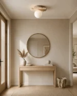 Travertine Ceiling Light – Minimalist Stone Glass LED Lamp - Image 3