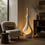 Modern Sculptural Resin Floor Lamp | Matte White - Image 3