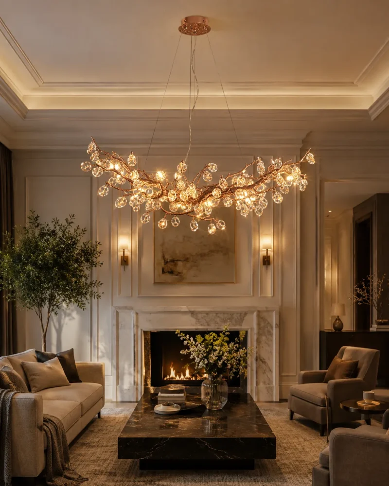 Copper Branch Liuli Glass Chandelier for Luxury Interiors - Image 4
