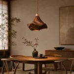 Wood Grain Pendant Light | Modern Sculptural LED Lamp - Image 5