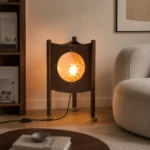 Triangular Walnut Floor Lamp | Wabi-Sabi Wooden LED Ambient Lighting Fixture - Image 4