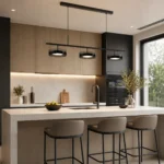 Modern Ring Linear Pendant Light | Pearl Black LED Ceiling Lighting Fixture - Image 2