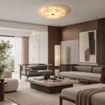 Natural Stone Brass Ceiling Light – Slim Luxury LED Flush Mount Lamp - Image 4