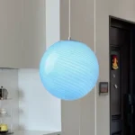 Light Blue Glass Pendant Light | Modern Spiral LED Fixture - Image 5