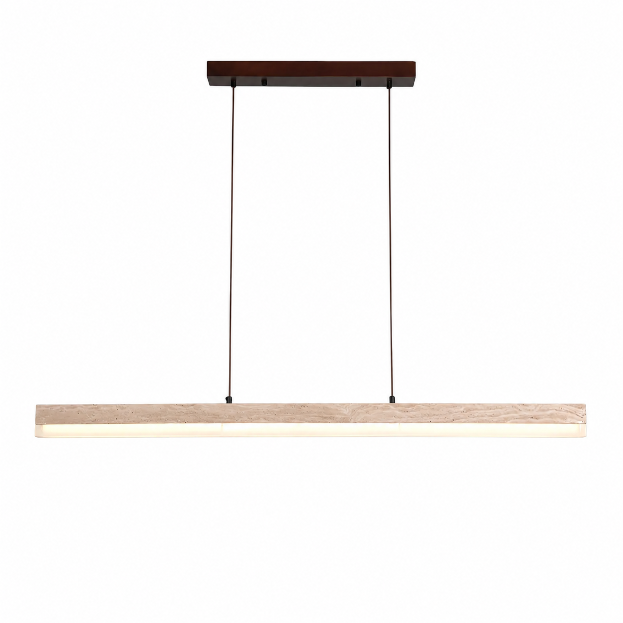 493998b4-c81c-4012-88aa-cd808a7070dd Travertine & Wood Linear Pendant Light | Modern LED - Image 1