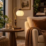 French Vintage Table Lamp | Wooden Arm Silk Shade LED Lamp - Image 2