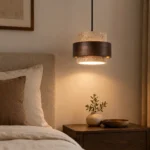 Travertine Wood Pendant Light – Natural Stone LED Hanging Light Fixture - Image 5