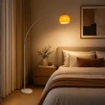 Modern Arc Floor Lamp | Amber Shade Ambient Light - Image 5