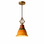 Vintage Ceramic Pendant Light | Retro Tulip Lighting Fixture