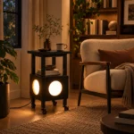 Mobile Side Table Lamp | Modern Wooden Ambient LED Night Light Furniture - Image 6