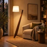 Nordic Walnut Wood Floor Lamp with Linen Shade - Image 4