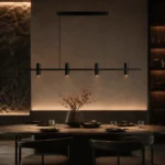 Modern Black Stone Linear Pendant Light | Brass LED - Image 4