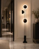 Modern Black Glass Globe Floor Lamp | LED Lighting - Image 2