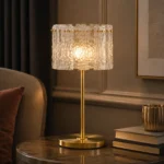 Crystal Glass Table Lamp | Antique Brass LED Bedside Lamp for Bedroom & Living Room - Image 2