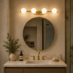 4-Light Brass LED Vanity Light | Glass Bathroom Mirror Lamp - Image 3