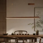 Walnut Wood Linear LED Pendant Light - Image 3