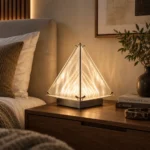 Modern Pyramid Table Lamp | Crystal Ambient LED Desk Lamp for Bedroom & Living Room - Image 4