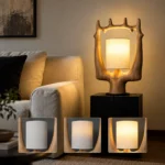 Walnut Wood Table Lamp | Nature Sculpture Wooden LED Table Lamp - Image 4