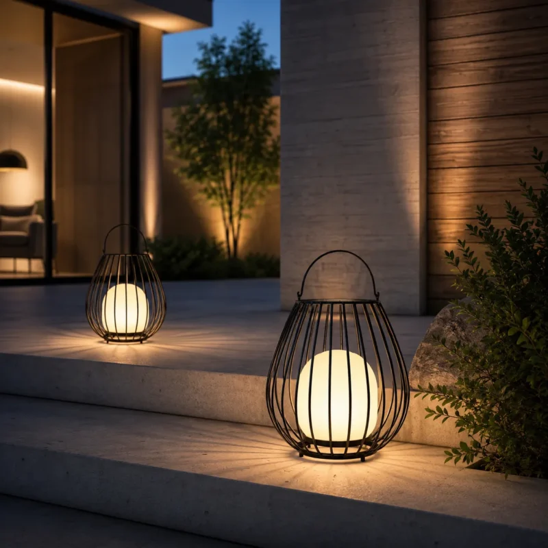Rechargeable Outdoor Cage Lantern for Patio, Garden and Camping Lighting - Image 4