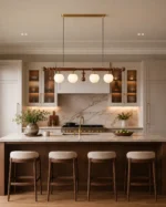 Wood & Opal Glass Linear Pendant Light | 4-Light - Image 2