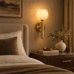 Modern Brass Alabaster Globe Wall Sconce Natural Stone Wall Light - Image 2