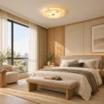 Natural Stone Brass Ceiling Light – Slim Luxury LED Flush Mount Lamp - Image 3