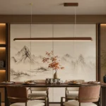 Walnut Wood Linear LED Pendant Light - Image 6