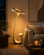 Organic Sculptural Cement LED Floor Lamp | Modern Lighting - Image 5