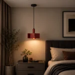 Burgundy Geometric Metal Pendant Light – Modern LED Hanging Light - Image 5