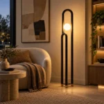 Double-Arch Glass Globe LED Floor Lamp - Image 2