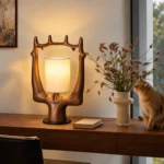 Walnut Wood Table Lamp | Nature Sculpture Wooden LED Table Lamp - Image 2