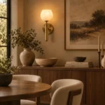 Modern Brass Alabaster Globe Wall Sconce Natural Stone Wall Light - Image 3