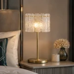 Crystal Glass Table Lamp | Antique Brass LED Bedside Lamp for Bedroom & Living Room - Image 5
