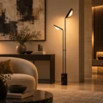 Dual-Head Sculptural Floor Lamp | Modern Reading Light - Image 4